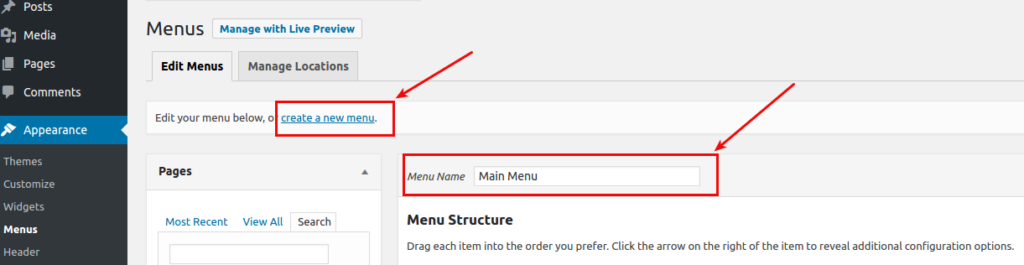 How to display menus on my WordPress website after the migration?