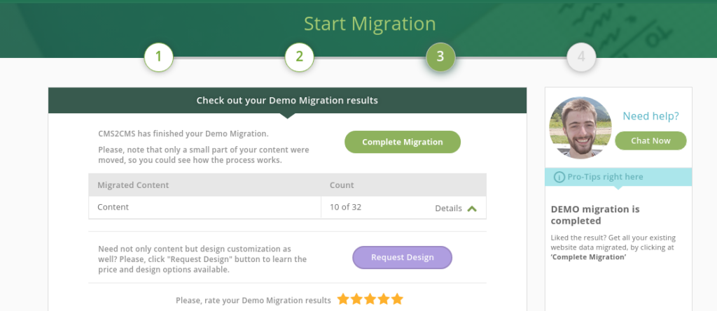 finish the migration step